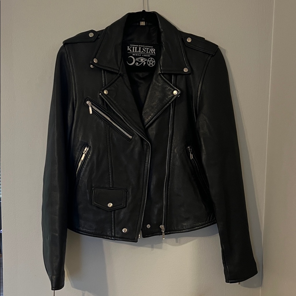 Killstar Black Genuine handmade Leather Biker Jacket like new!